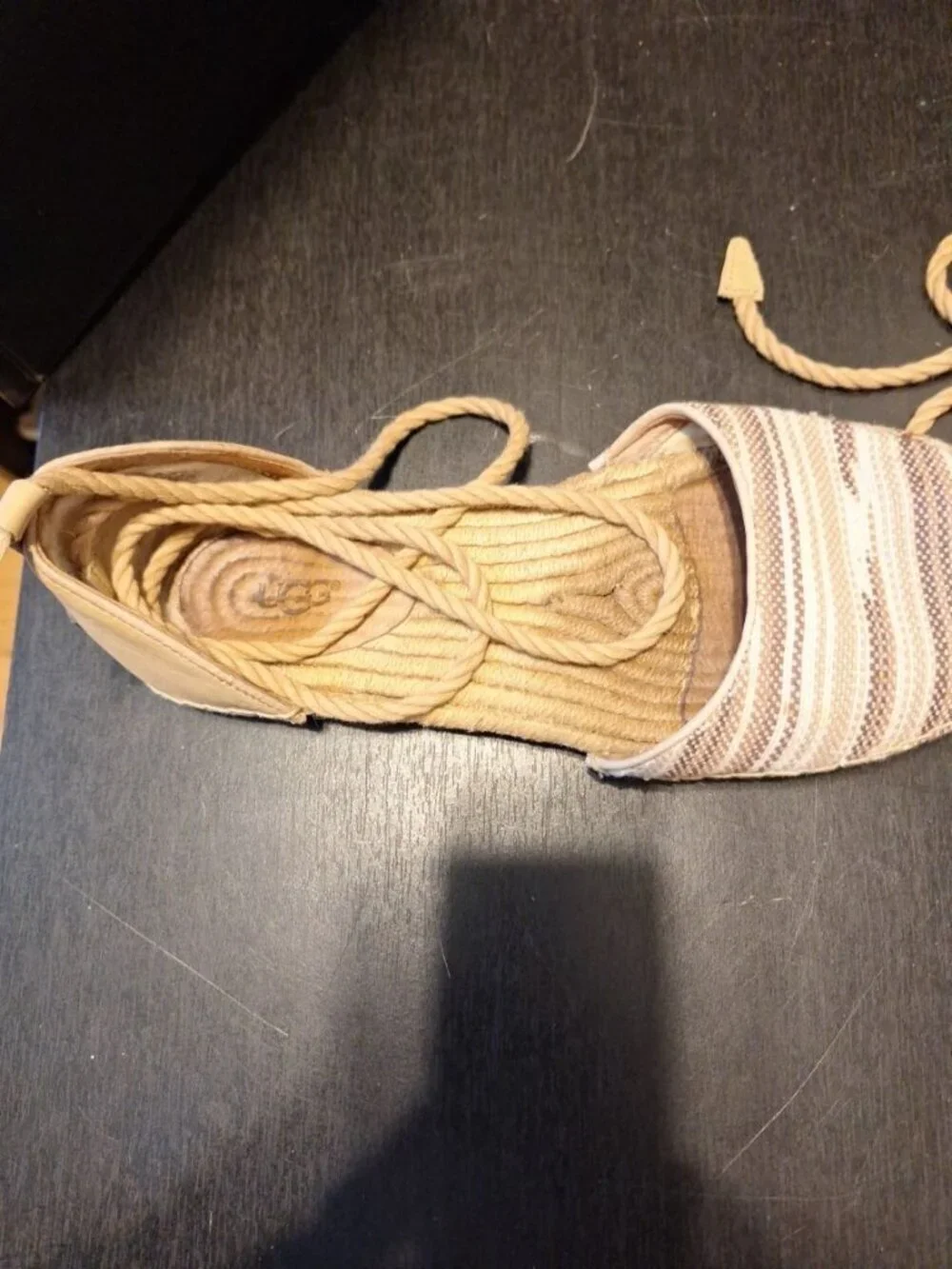 UGG Women’s Libbi Serape Espadrille Sandals Chestnut Striped Platform Shoes